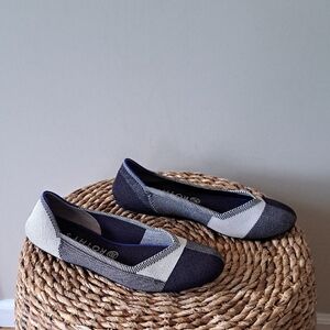 Rothy's Womens Black/Cream Plaid Print Round Toe Stretch‎ Ballet Flats S-10.5